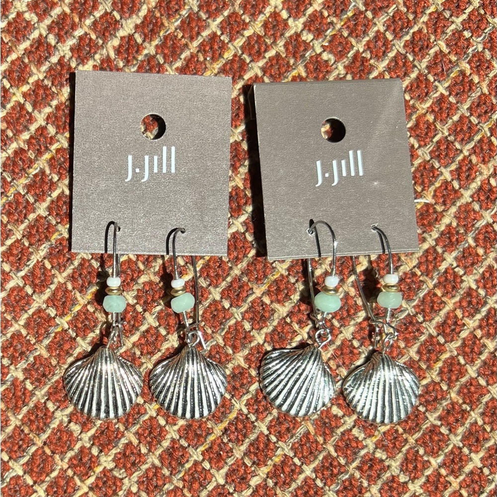 J. Jill Silvertone Dangle Earrings with Seashell Charm